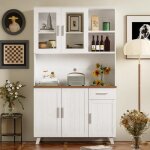 Buffet de cuisine - non spcifi - 114x40x190 cm - blanc - 5 portes - 1 tiroir
