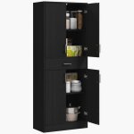 Buffet de cuisine - homcom - 2 tagres rglables 4 portes 2 placards et 1 tiroir central - hauteur 180 ...