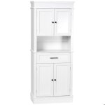 Buffet de cuisine - homcom - �tag�res r�glables - 2 placards - 2 tiroirs - 74 x 395 x 183 cm - blanc