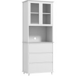 Buffet de cuisine homcom meuble de rangement placard 2 portes 3 tiroirs et niche centrale dim. 68l x ...