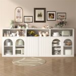 Buffet cuisine avec led et rangement vaisselier salle a manger meuble buffet bas salon 6 portes blanc ...