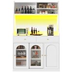 Buffet cuisine meuble haut cuisine vitrine buffet 2 tiroirs salle  manger led clairage variable blanc ...