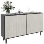 Buffet de cuisine meuble de rangement - homcom - 2 placards avec tagres rglables - 121 x 37 x 75 cm ...
