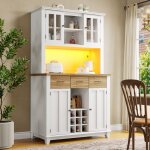 Buffet de cuisine meuble de rangement avec led vaisselier moderne avec tiroirs couleur bois 106 x 40 ... Buffet de cuisine meuble de rangement avec led vaisselier moderne avec tiroirs couleur bois 106 x 40 ...