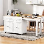 Desserte de cuisine 112?180 cm - �lot de cuisine roulant avec table extensible pou petit d�jeuner tiroirs ...
