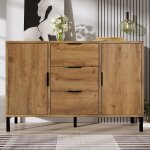 Buffet de cuisine moderne - leytn - avec 2 portes et 3 tiroirs - �tag�re r�glable - 120x 40x 76 cm