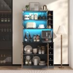 Buffet de cuisine - novélys - 100x187cm - avec Éclairage led & rangement modulable - meuble haut pour ... Buffet de cuisine - novélys - 100x187cm - avec Éclairage led & rangement modulable - meuble haut pour ...