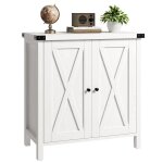 Buffet de cuisine - blanc - 76x40x80cm - 2 portes - �tag�re r�glable - style campagnard