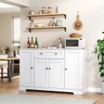 Buffet de cuisine avec portes et tiroirs bahut de rangement blanc - meuble de rangement cuisine salle ...
