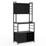 Buffet de cuisine avec prises de courant costway porte - bouteilles de vin cadre en m�tal pour cuisine ...