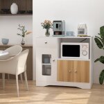 Buffet de cuisine avec prise - pipipoxer - meuble avec tagre pour micro - ondes et tiroirs - blanc ...