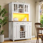 Buffet cuisine avec rangement et led buffet haut blanc et bois bahut avec tagres rglables pour salle ...