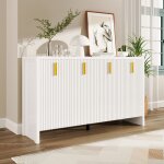 Buffet dressoir poign�es dor�es et s�parations r�glables - sweiko - blanc