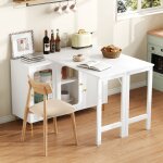 Buffet extensible avec table rabattable meuble de rangement 2 en 1 buffet et table � manger blanc portes ...