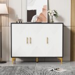 Buffet - gutent - bohemian - poignes dores - pieds dors - mdf laqu noir et blanc