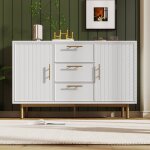 Buffet haut - 120 cm - 2 portes - 3 tiroirs - �tag�res r�glables - m�tal