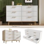 Commode - jaerliub - buffet haut - 6 tiroirs - blanc - design contemporain - h75xl120xp40 cm Commode - jaerliub - buffet haut - 6 tiroirs - blanc - design contemporain - h75xl120xp40 cm