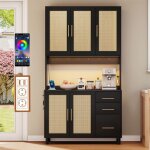 Buffet haut avec 2 ports usb et prises buffet salle a manger rangement vaisselier cuisine led command ...