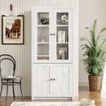 Buffet haut - - 80x171cm - 4 portes (2 vitrées) & poignées cuivrées - vaisselier scandinave - bois clair ... Buffet haut - - 80x171cm - 4 portes (2 vitrées) & poignées cuivrées - vaisselier scandinave - bois clair ...