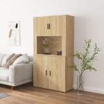 Buffet haut - bahut - meuble de rangement pour salon salle  manger cuisine chne sonoma bois dingnierie ...