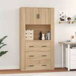Buffet haut - bahut - meuble de rangement pour salon salle  manger cuisine chne sonoma bois dingnierie ...