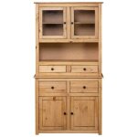 Buffet haut en bois de pin - vidaxl - 93x405x180 cm - naturel - bois de pin massif - 4 tiroirs - 2 portes ...