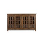 Buffet haut - bois de teck recycl� - finition noisette - 4 portes vitr�es - 3 �tag�res robustes
