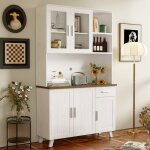 Buffet haut contemporain avec 5 portes et 1 tiroir bahut moderne avec espaces ouverts - 114�40�190 cm ...