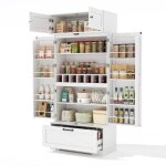 Buffet haut cuisine armoire de cuisine avec �tag�res r�glables tiroirs casier � vin et portes avec �tag�res ...