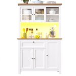 Buffet haut cuisine avec �clairage led meuble de rangement moderne garde - manger avec portes en verre ...