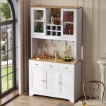 Buffet haut design contemporain avec 5 portes 1 tiroir et 1 compartiment ouvert meuble salon salle � ...