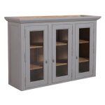 Haut de buffet vaisselier 3 portes vitres - bois - gris - interiors