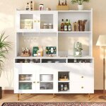 Buffet haut salle a manger - meuble vaisselier cuisine avec éclairage led - armoire vitrine blanc - dimensions ... Buffet haut salle a manger - meuble vaisselier cuisine avec éclairage led - armoire vitrine blanc - dimensions ...