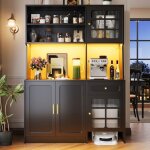 Buffet haut salle a manger - meuble vaisselier cuisine avec éclairage led - armoire vitrine nior - dimensions: ... Buffet haut salle a manger - meuble vaisselier cuisine avec éclairage led - armoire vitrine nior - dimensions: ...