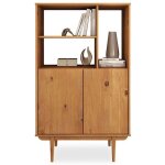 Buffet haut simona 80x133 cm en bois massif coloris chne avec 2 portes et tagres vaisselier en hauteur ...