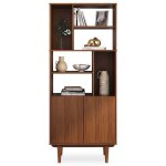 Buffet haut simona 80x188 cm en bois massif coloris châtaignier avec 2 portes 6 Étagères vaisselier en ... Buffet haut simona 80x188 cm en bois massif coloris châtaignier avec 2 portes 6 Étagères vaisselier en ...