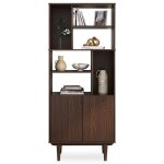 Buffet haut simona 80x188 cm en bois massif coloris noyer avec 2 portes 6 Étagères vaisselier en hauteur ... Buffet haut simona 80x188 cm en bois massif coloris noyer avec 2 portes 6 Étagères vaisselier en hauteur ...