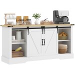 Buffet - homcom - avec 2 portes coulissantes tagres rglables - 150l x 40p x 72h cm - en bois - blanc ...