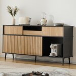 Buffet industriel 4 portes 1 tiroir - buffet bas de salon - armoire de cuisine - 160x40x80 cm - meuble ...