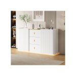 Buffet led largeur 150 cm buffet multifonctionnel commode buffet haut 2 portes 2 tiroirs buffet blanc ...