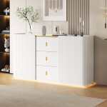 Buffet led largeur 150 cm buffet multifonctionnel commode meuble haut 2 portes 3 tiroirs buffet avec ...