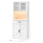 Buffet avec lumires et chargeur avec portes et tiroirs tagres rglables style campagne blanc nuage ...