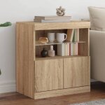 Buffet avec lumires led - vidaxl - chne sonoma 60x37x67 cm - buffet de salle  manger 896252