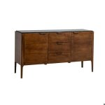 Buffet en marbre noir et bois de manguier roch