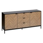 Buffet meuble de rangement avec 2 portes et 3 tiroirs en bois coloris marron - longueur 160 x profondeur ... Buffet meuble de rangement avec 2 portes et 3 tiroirs en bois coloris marron - longueur 160 x profondeur ...