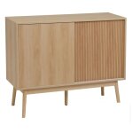 Buffet meuble de rangement avec 2 portes en bois coloris naturel - longueur 115 x profondeur 3950 x hauteur ...