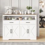 Buffet meuble de rangement de cuisine 2 tiroirs et 2 placards panneau de fibres haute densit� blanc