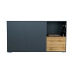 Buffet milano commode 2 portes anthracite mat & 2 tiroirs ch�ne evoke corps anthracite mat (1525x83x37 ...