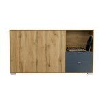 Buffet milano commode 2 portes ch�ne evoke & 2 tiroirs anthracite mat corps ch�ne evoke (1525x83x37 cm) ...