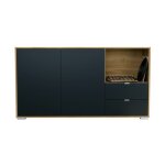 Buffet milano commode 2 portes noir mat & 2 tiroirs noir mat corps ch�ne evoke (1525x83x37 cm)